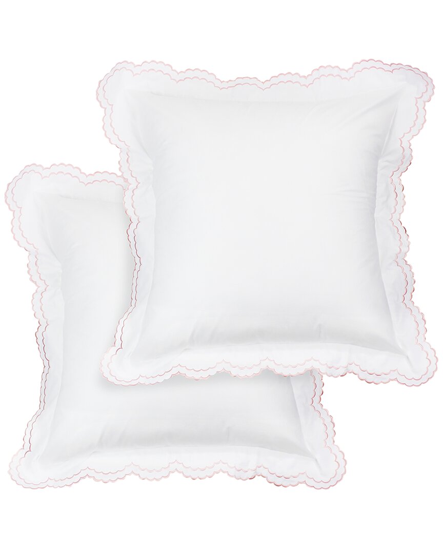 Melange Home Double Scalloped Embroidered Sham Pair In White