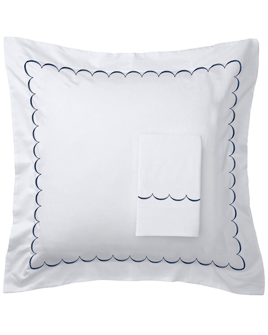 Melange Home T600 Rope Embroidered Sham Set In Navy