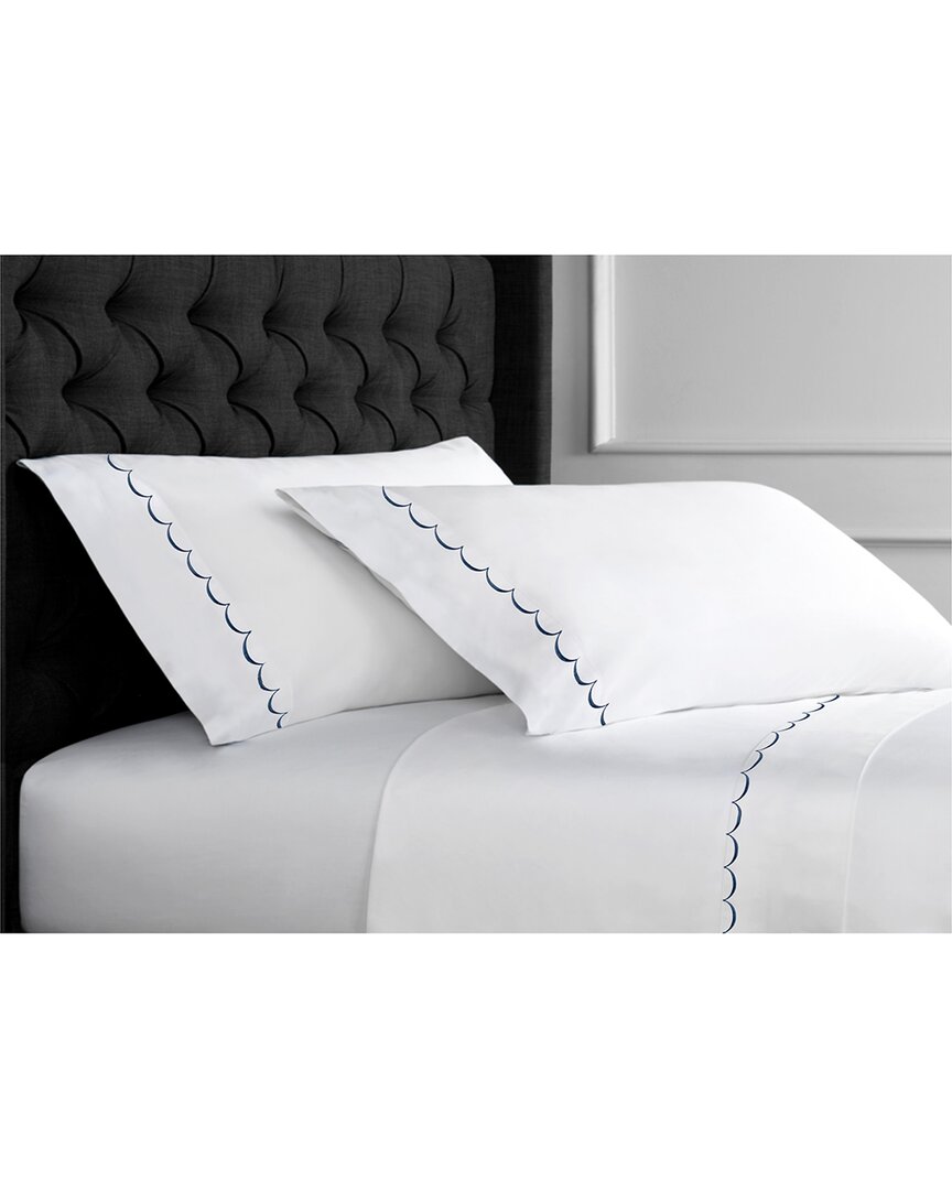 Melange Home T600 Scallop Embroidered Sheet Set In Navy