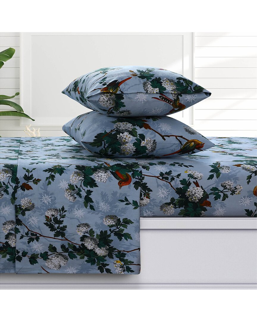 Azores Home Azores Celina Printed Flannel 100% Cotton Sheet Set In Multicolor