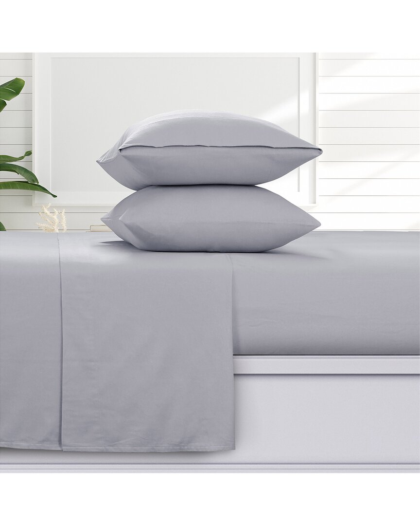 Azores Home Azores Solid 100% Cotton Flannel Sheet Set In Grey