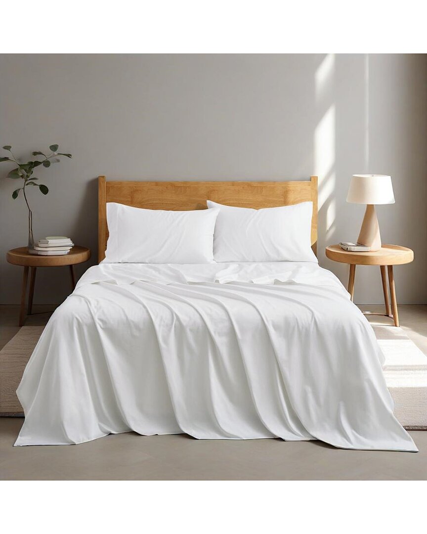 Unikome 400 Thread Count Organic Cotton Ultra-soft Breathable Sheet Set In White