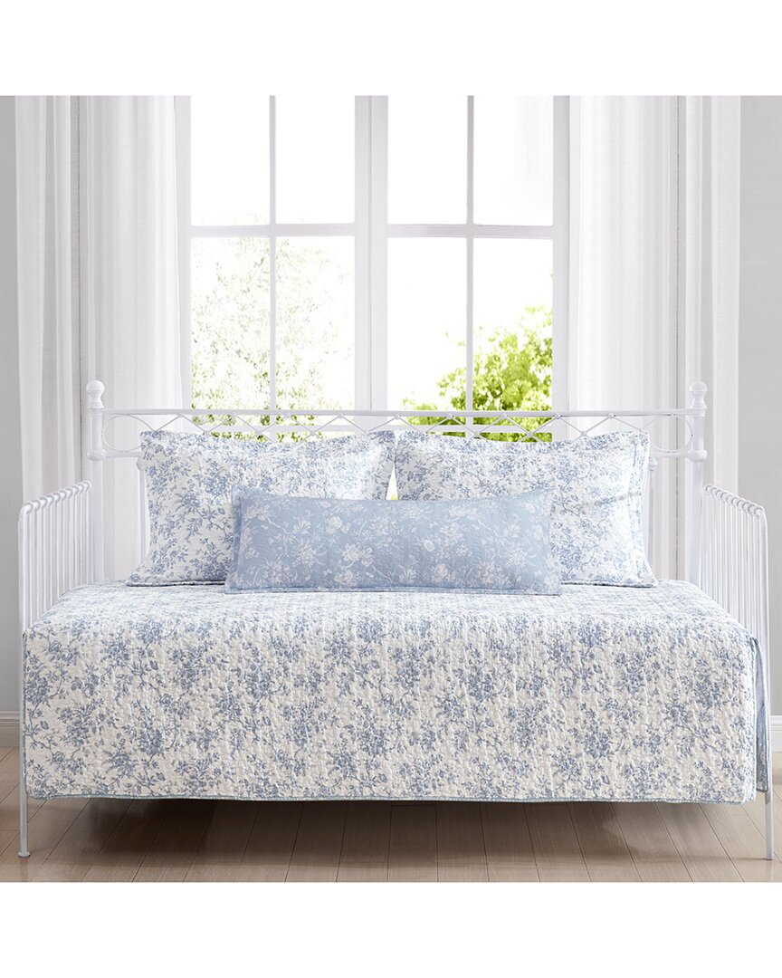 Laura Ashley Walled Garden Of Cotton 4 Piece Quilted Daybed Cover Set In Blue