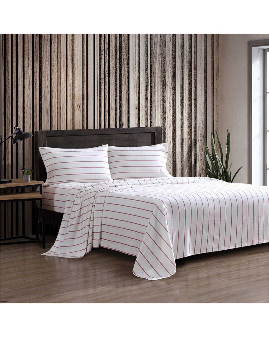 Eddie Bauer 200 Thread Count Cooper Falls Printed Cotton Flannel Sheet Set In Neutral