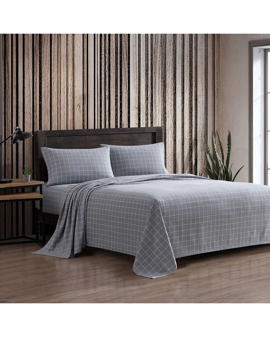 Eddie Bauer 200 Thread Count Great Plains Plaid Cotton Flannel Sheet Set In Blue