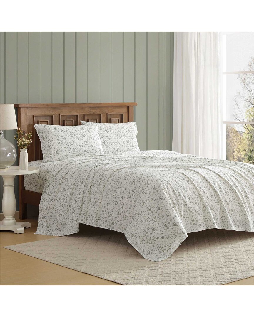 Laura Ashley 200 Thread Count Miranda Cotton Percale Sheet Set