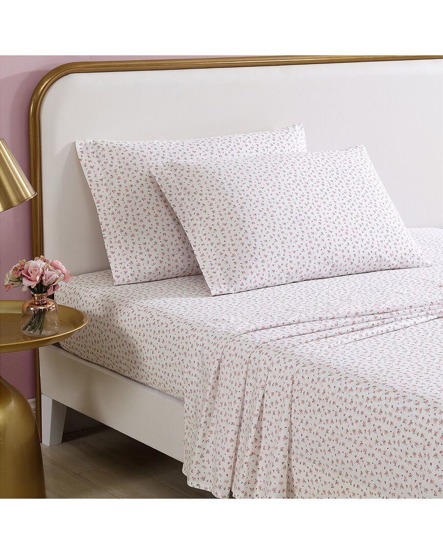 Betsey Johnson Dnu  Baby Buds Cotton Percale Sheet Set In Pink