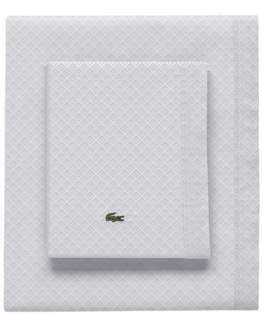 Lacoste Outlined Pique Sheet Set In Grey