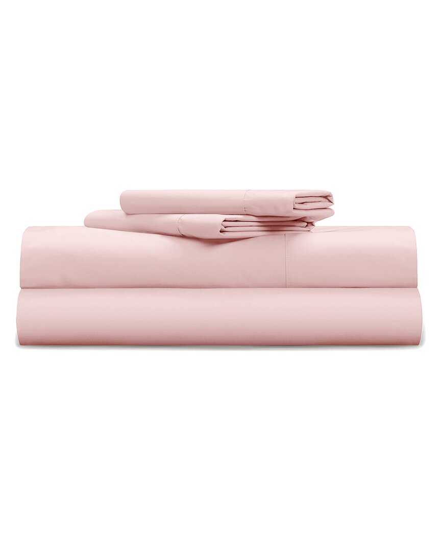 Shop Pillow Gal Classic Cool & Crisp 100% Cotton Percale 4-piece Sheet Set In Pink