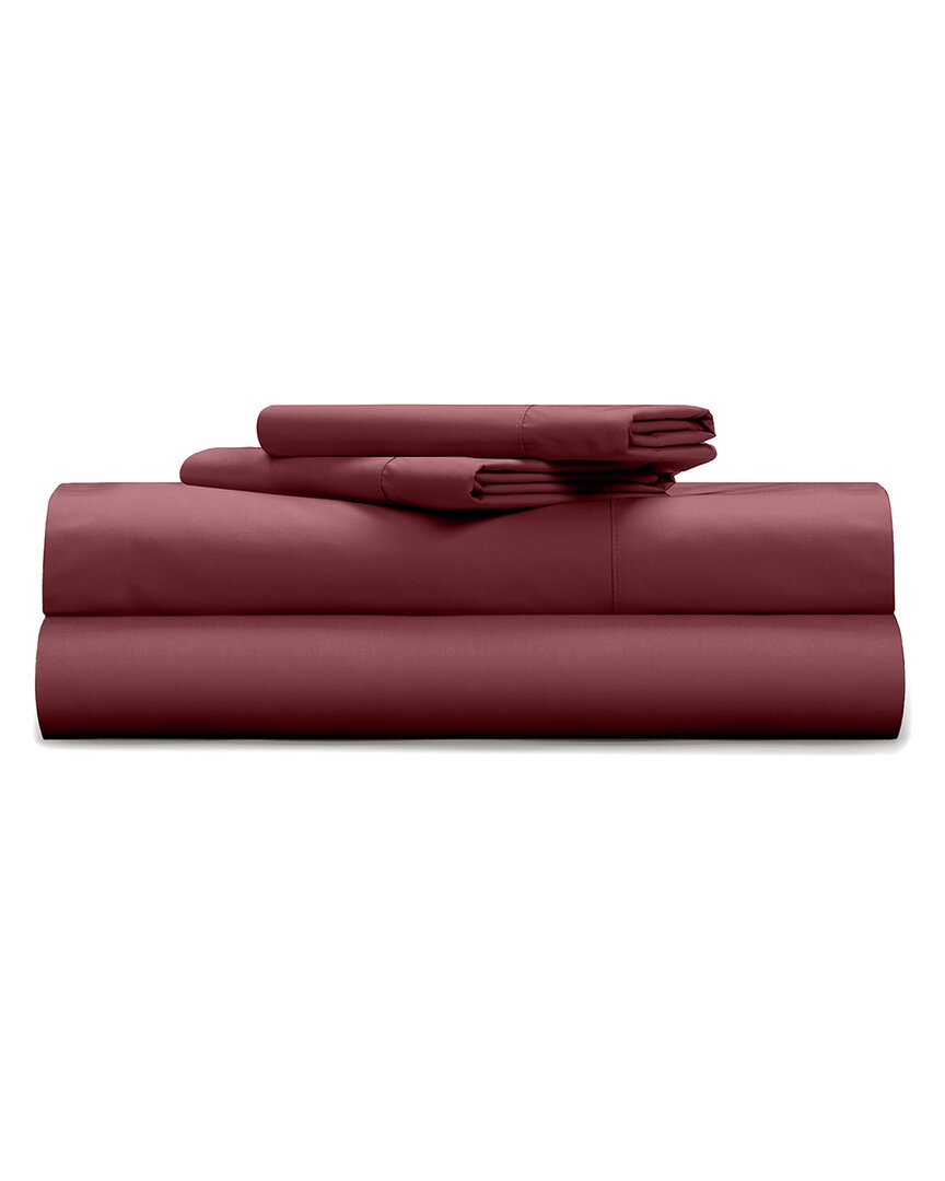Shop Pillow Gal Classic Cool & Crisp 100% Cotton Percale 4-piece Sheet Set In Purple