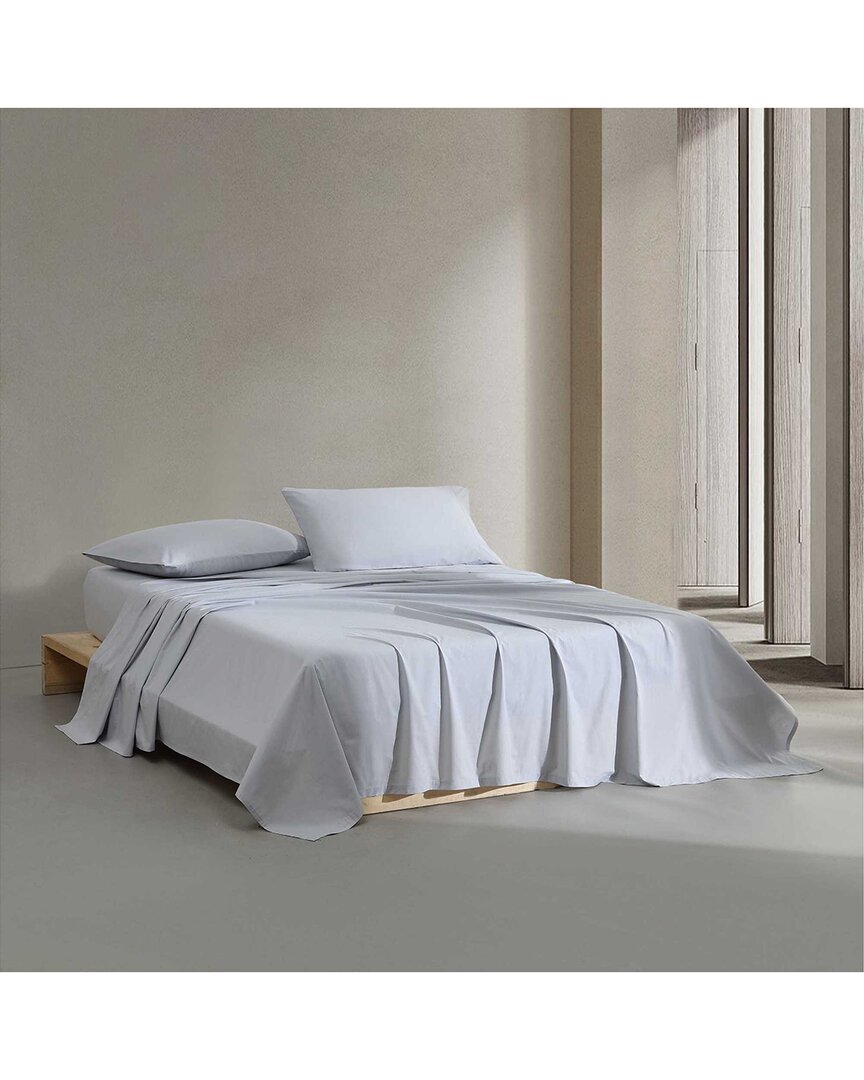 Calvin Klein 200 Thread Count Solid Enhanced Cooling Cotton Percale Sheet Set In Gray