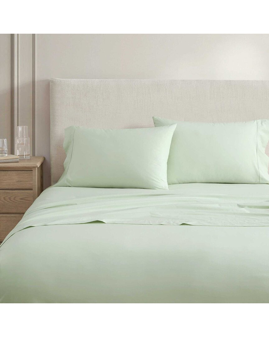 Martha Stewart The Skylands Solid Collection Cotton Percale Sheet Set In Green