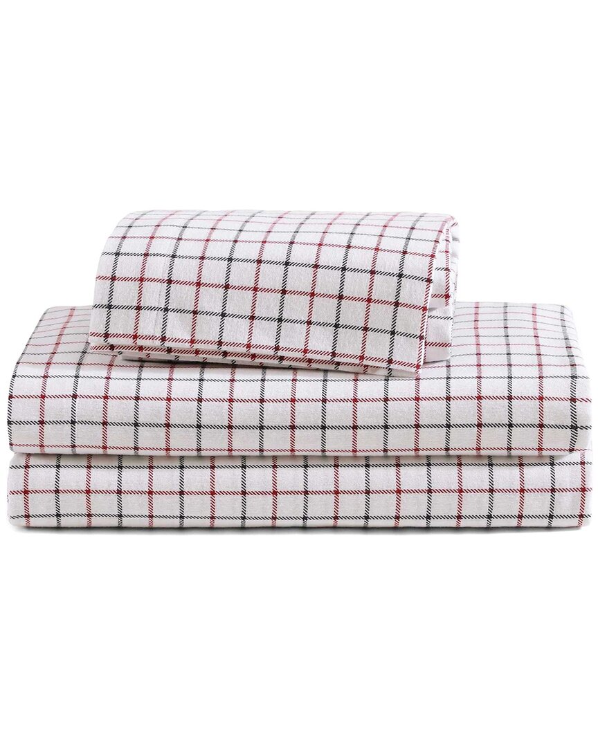 Tommy Hilfiger Tompkins Windowpane Cotton Flannel Sheet Set In Multi