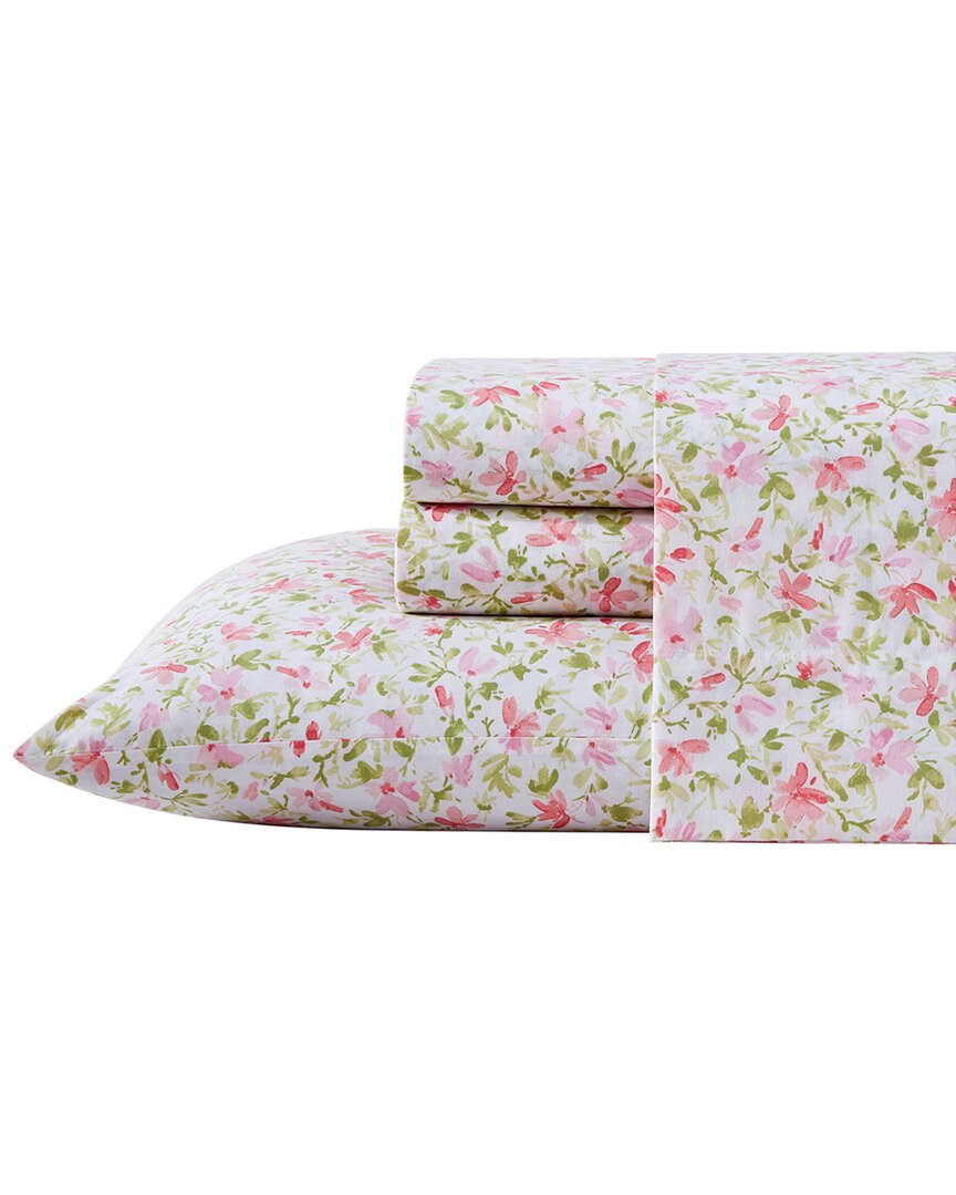 Laura Ashley Norella 100% Cotton Percale Sheet Set In Pink