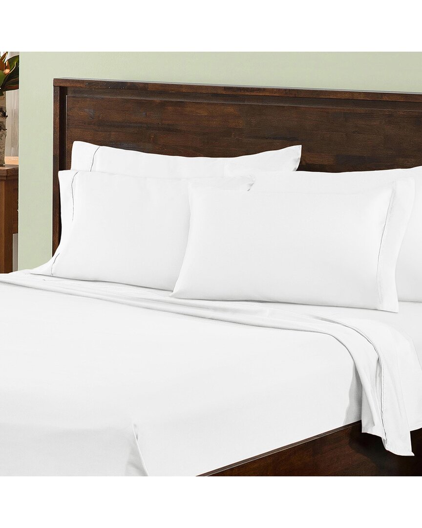 Superior Premium Plush 1000 Thread Count Solid Deep Pocket Cotton Blend Bed Sheet Set In White