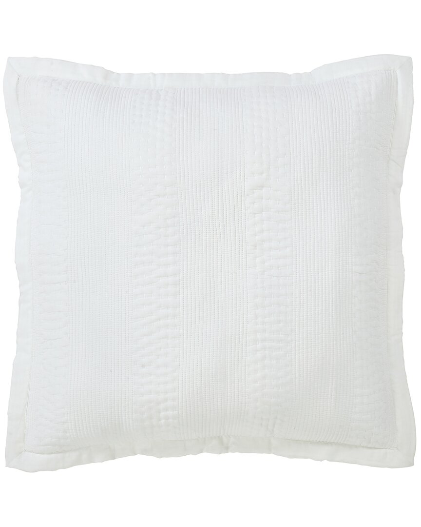 Orchids Lux Home Laysan Channel Quilted Cotton Coverlet Euro Sham In White