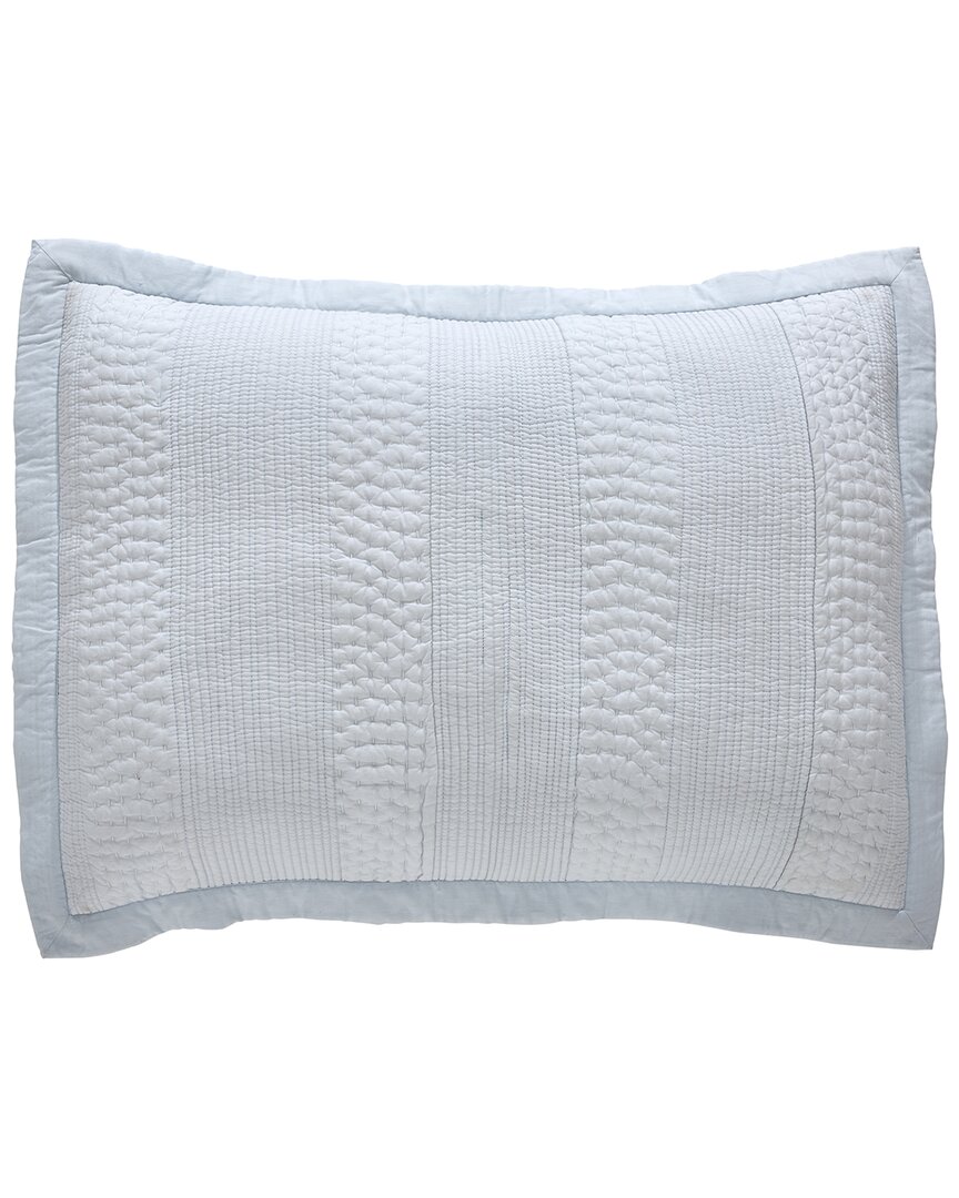 Orchids Lux Home Laysan Channel Quilted Cotton Coverlet Sham In Blue