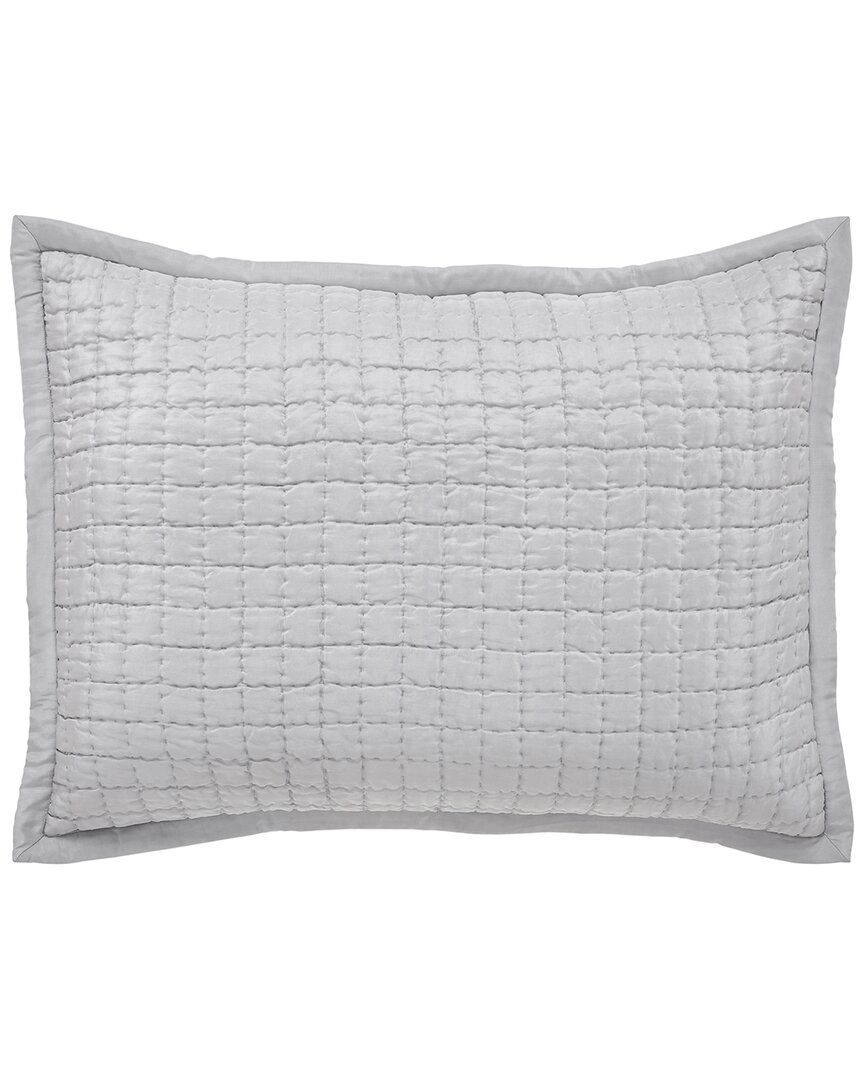 Orchids Lux Home Malibu Silk Square Quilted Coverlet Sham In Gray