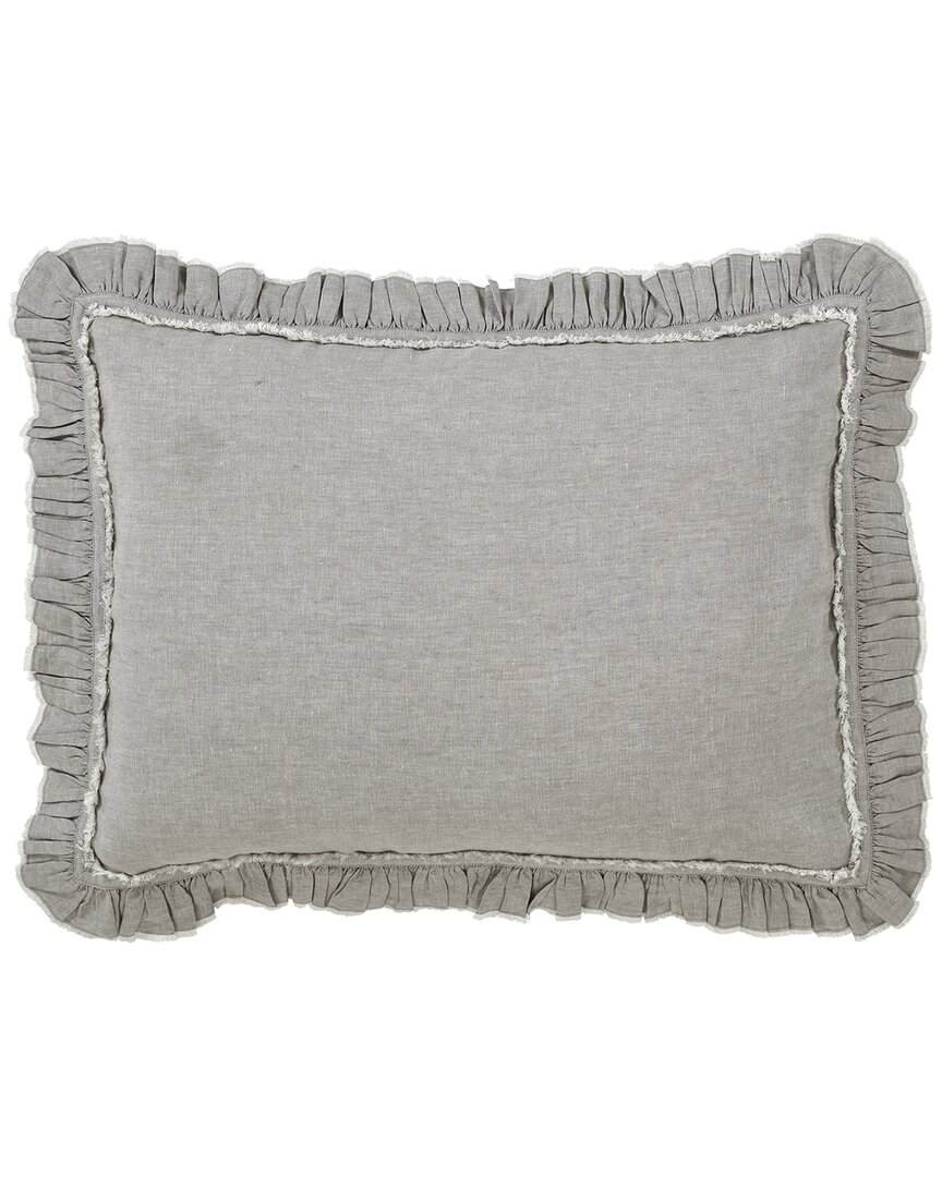Orchids Lux Home Ruffle European Linen Duvet Cover Sham Set In Gray