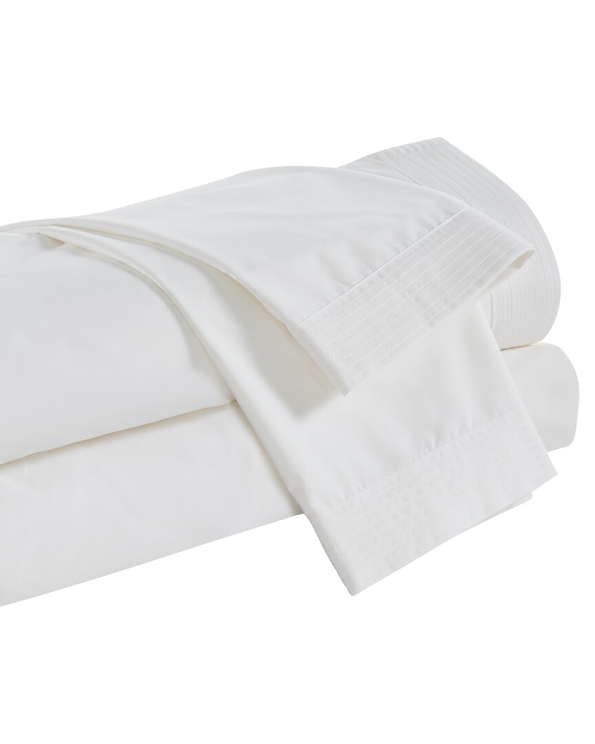 Orchids Lux Home Venice Egyptian Cotton Percale 400 Thread Count Sheet Set In White
