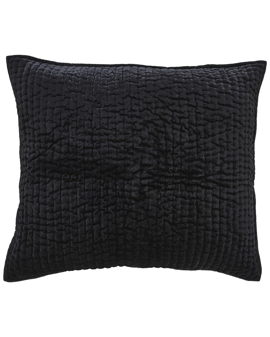 Orchids Lux Home Walton Channel Velvet Quilt Euro Sham In Black