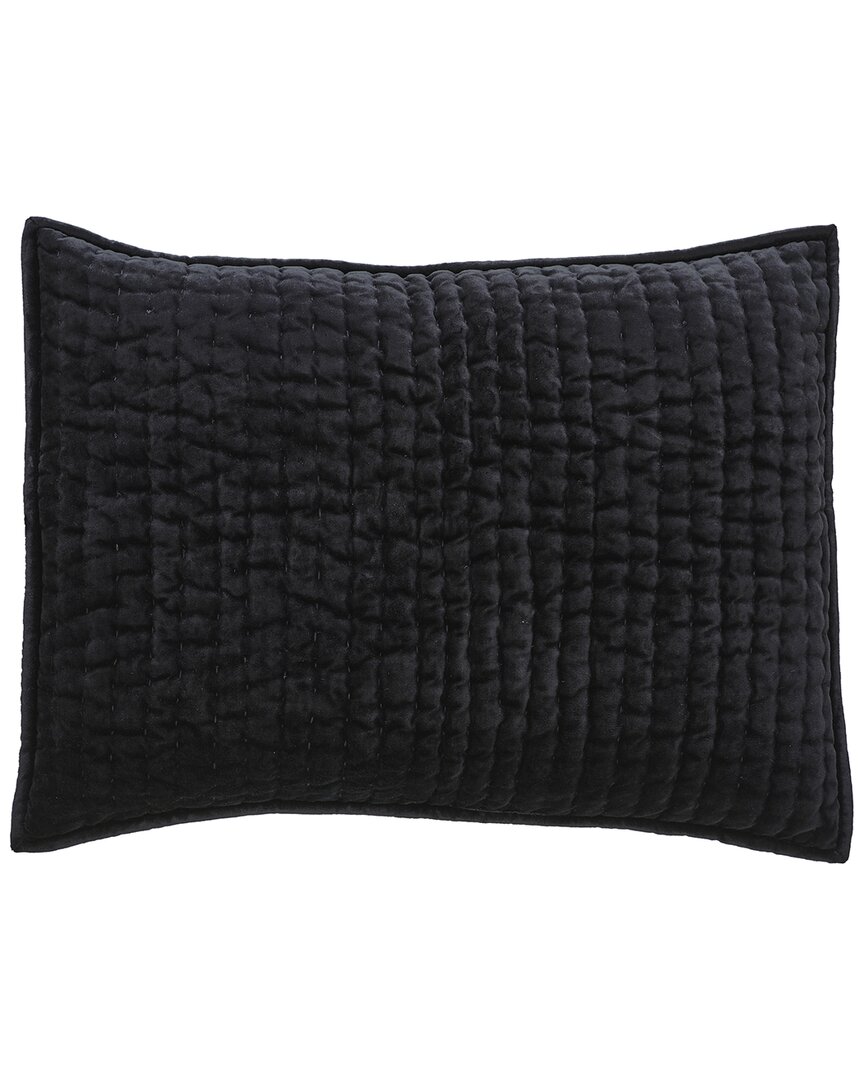 Orchids Lux Home Walton Channel Velvet Quilt Sham In Black