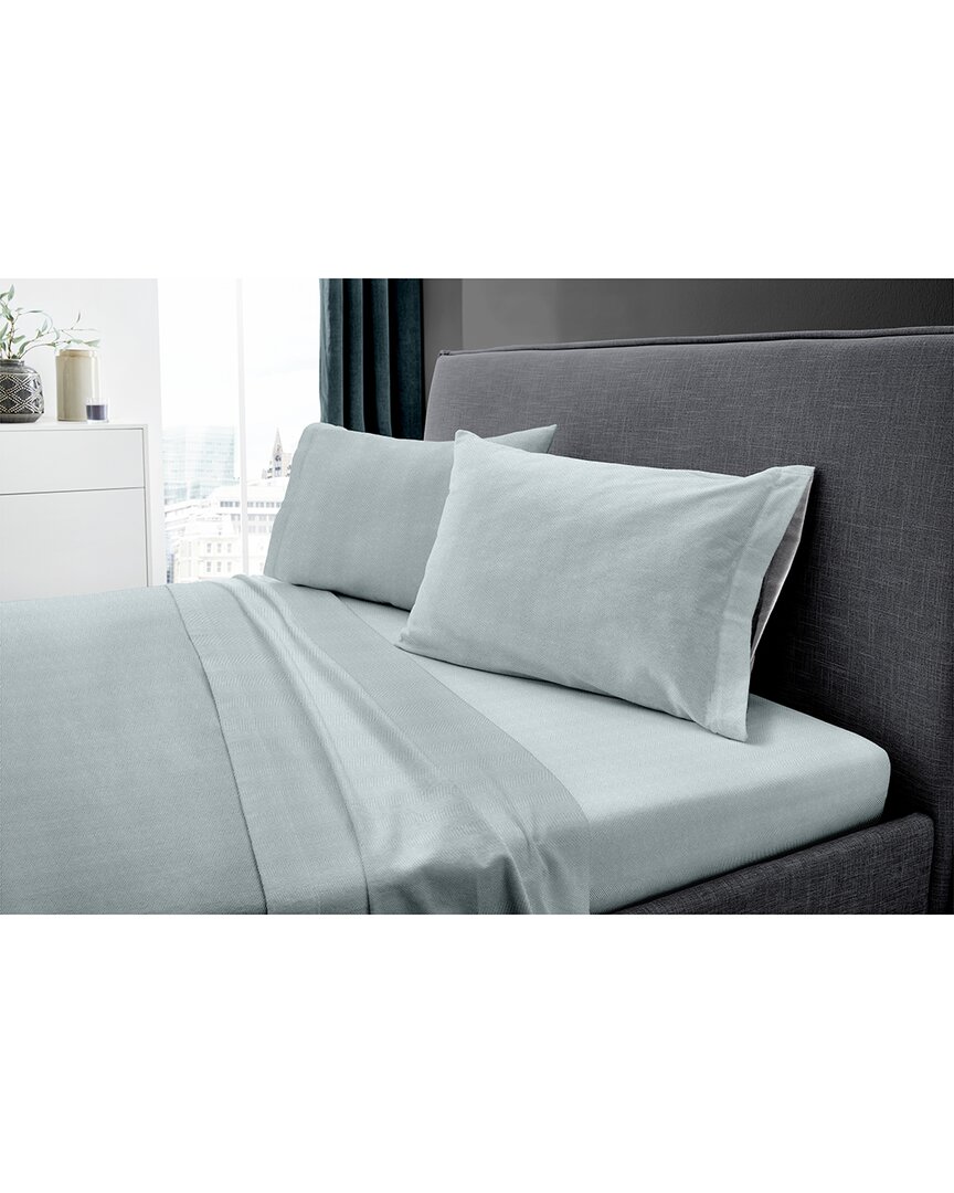 Dormisette 250 Thread Count Luxury German Flannel Hemstitch Sheet Set In Blue