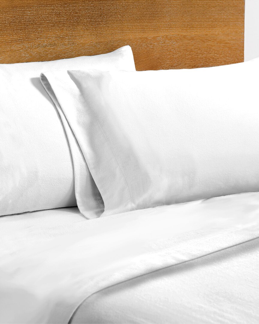 Dormisette 250 Thread Count Luxury German Flannel Hemstitch Pillowcases Set In White