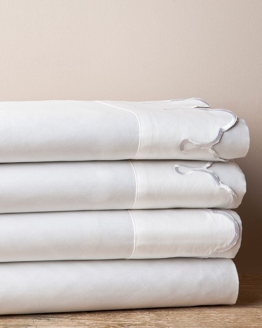 Belle Epoque Scalloped Embroidered 300tc Sheet Set In White
