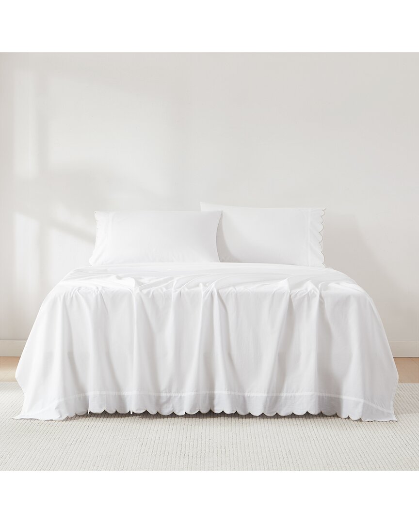 Lush Decor Lush Décor Coastal Chic Scalloped Edge Cotton Sheet Set In White