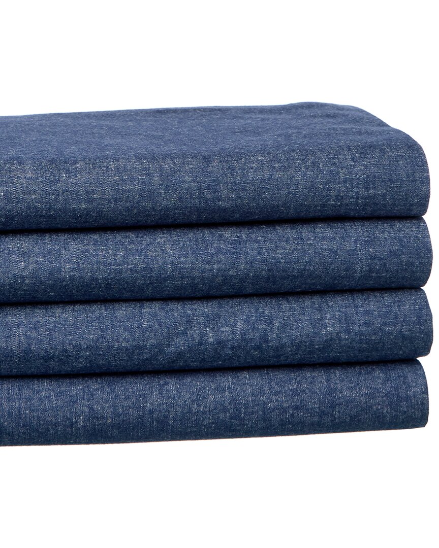 Belle Epoque Chambray Flannel Sheet Set In Grey
