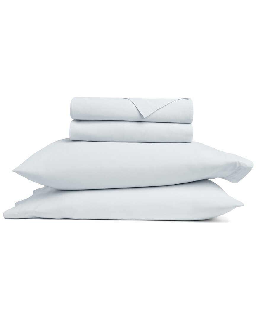 Home Collection Cotton Percale Solid Brushed & Washed Bed Sheet Set In Neutral