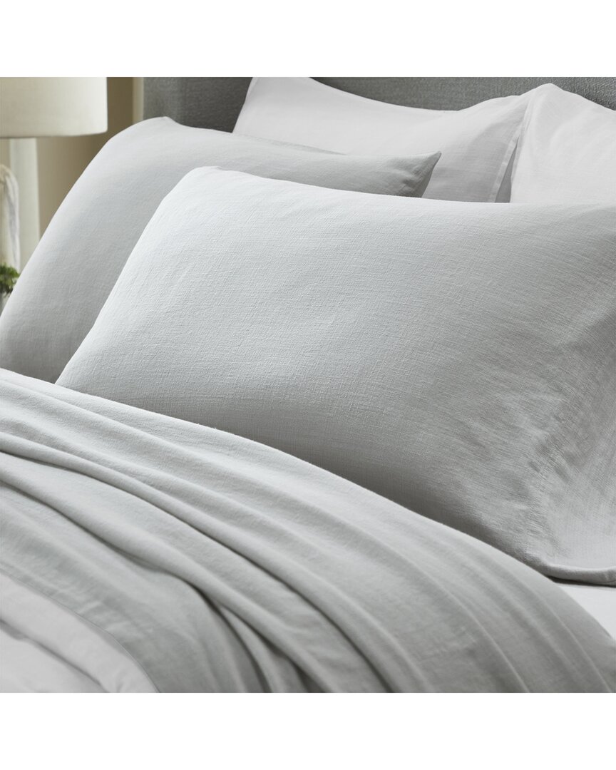 Superior Chloe 100% Cotton Linen Texture Vintage Wash Solid Percale Pillowcase Set In Gray