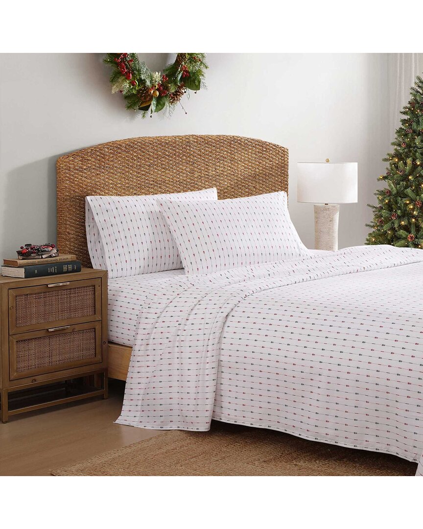 Tommy Bahama Pineapple Pinstripe 100% Cotton Percale Sheet Set In White