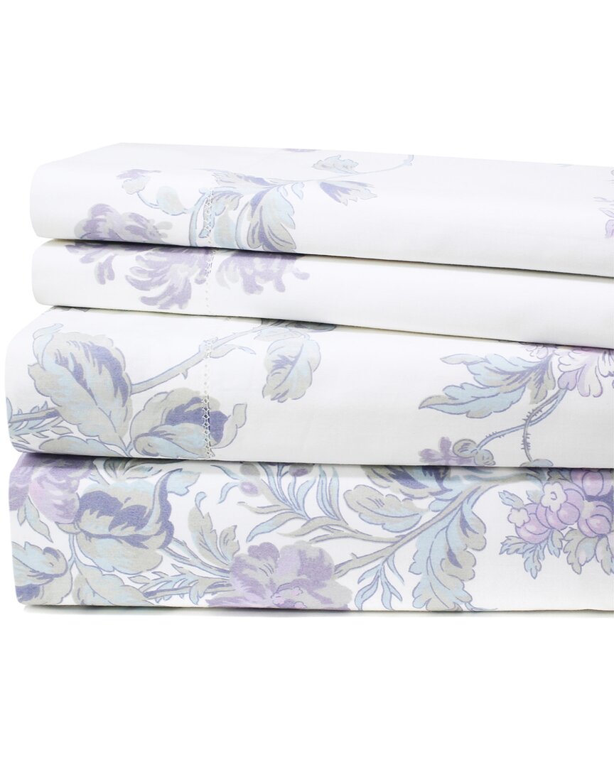 Melange Home 200tc Percale Jardin De Rose Sheet Set In White