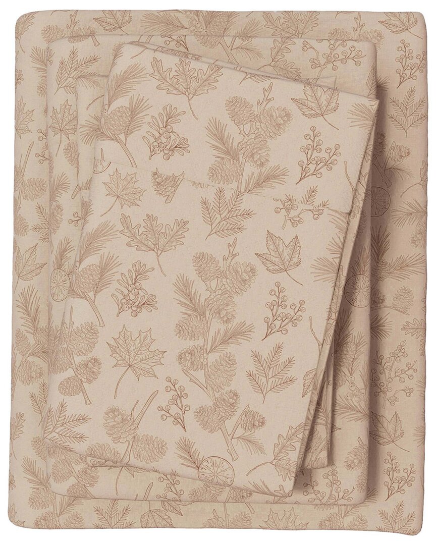 Linery & Co Elevated Lodge 100% Turkish Cotton Flannel Sheet Set In Brown