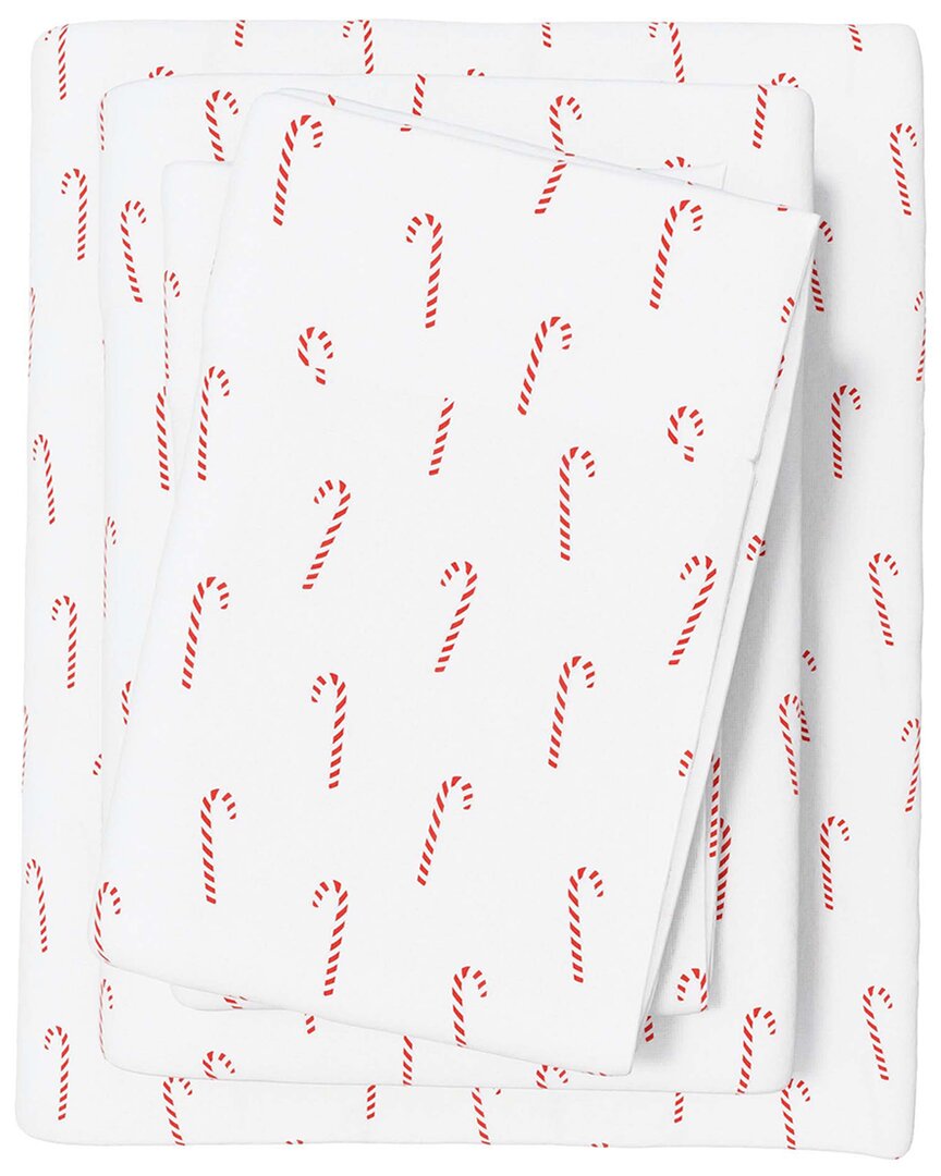 Linery & Co Elevated Holiday 100% Turkish Cotton Flannel Sheet Set In White