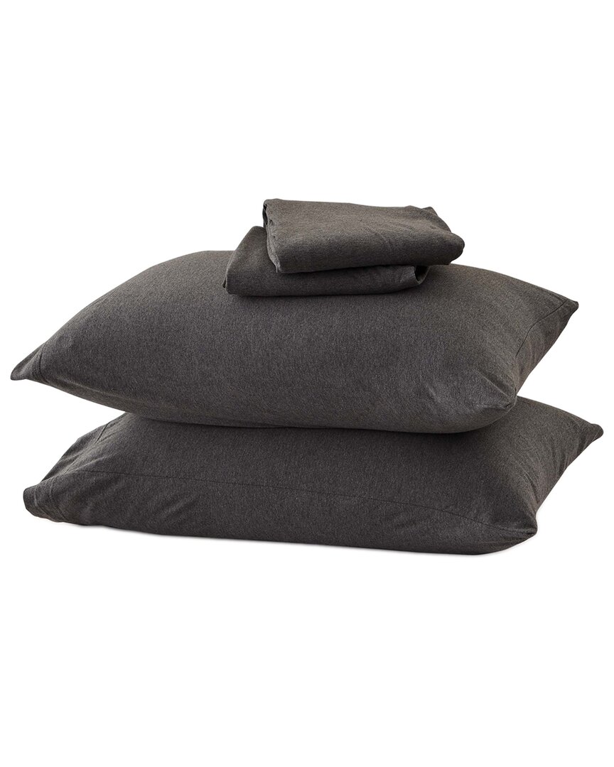 Linery & Co Heathered Mélange Cotton Jersey Knit Sheet Set In Gray