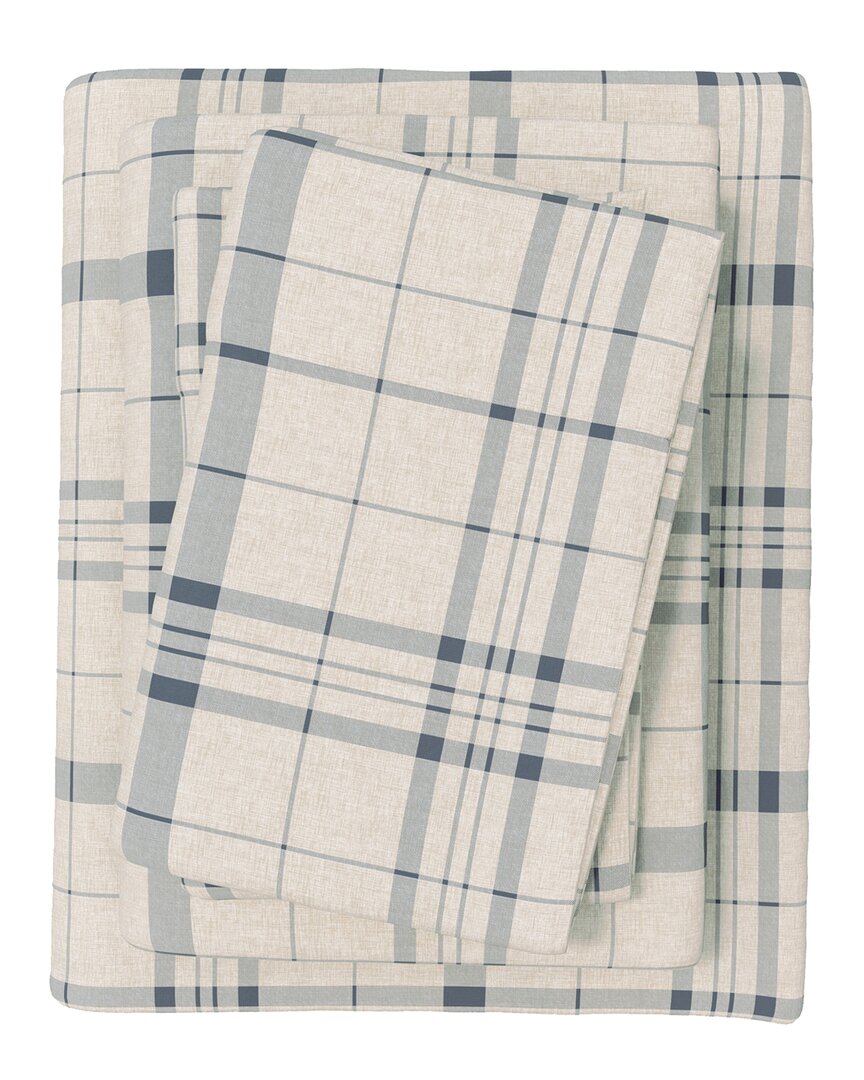 Linery & Co Plaids & Stripes 100% Turkish Cotton Flannel Sheet Set In Multi