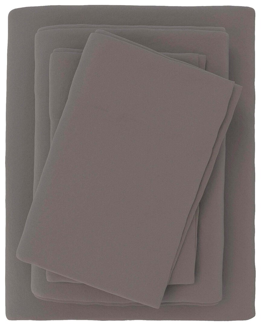 Linery & Co Solid 100% Turkish Cotton Flannel Sheet Set In Gray