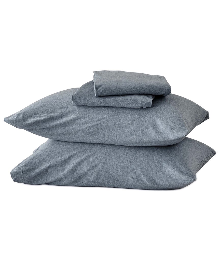 Linery & Co Heathered Mélange Cotton Jersey Knit Sheet Set In Gray