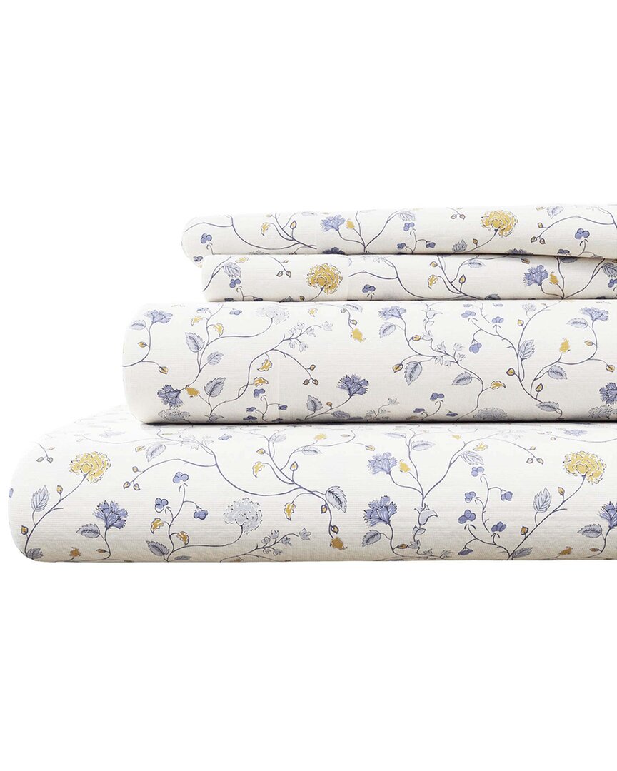 Linery & Co Winter Florals 100% Turkish Cotton Flannel Sheet Set In Multi
