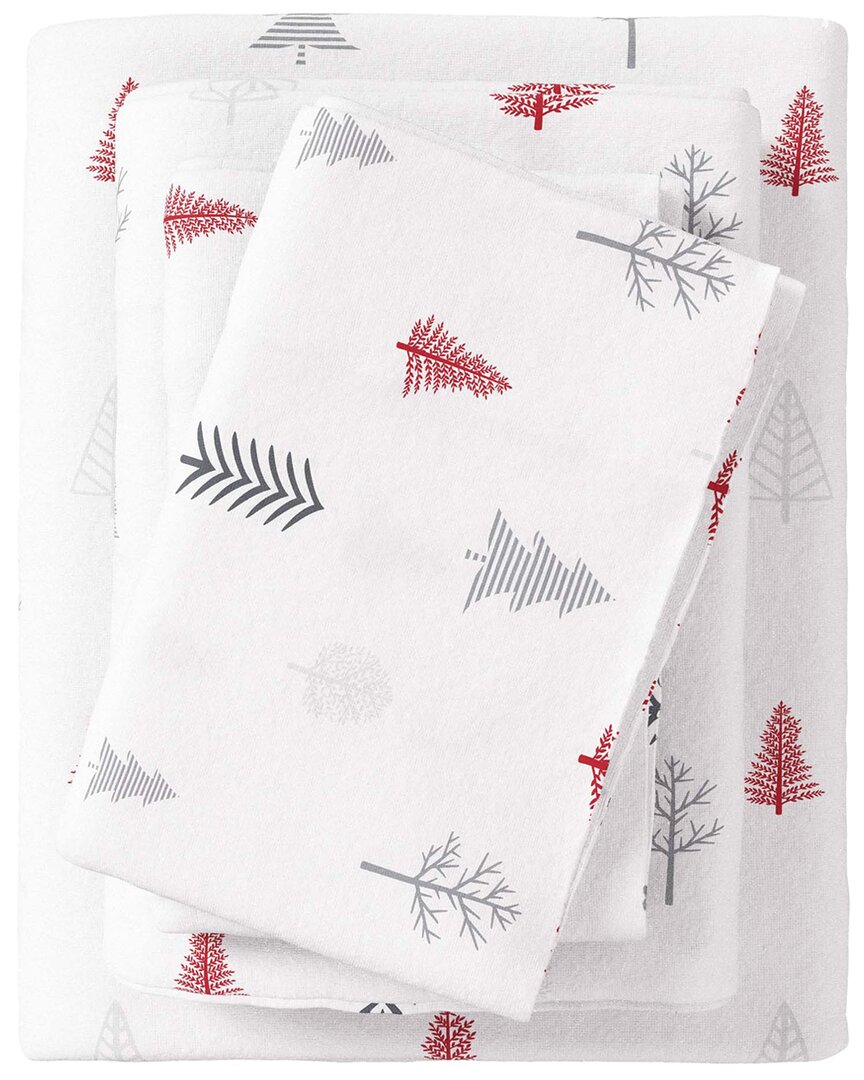 Linery & Co Elevated Lodge 100% Turkish Cotton Flannel Sheet Set In White