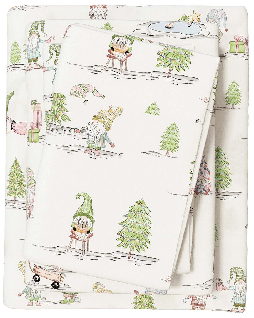 Linery & Co Elevated Holiday 100% Turkish Cotton Flannel Sheet Set In Multi