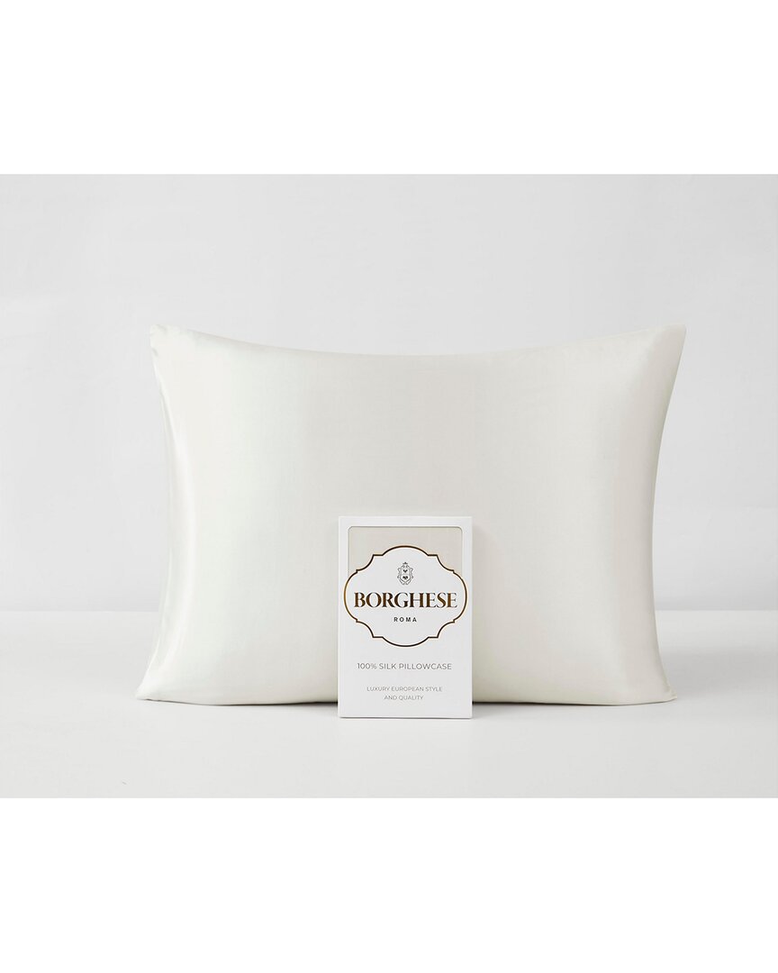 Borghese Roma Luxe 100% Silk Pillowcase In White
