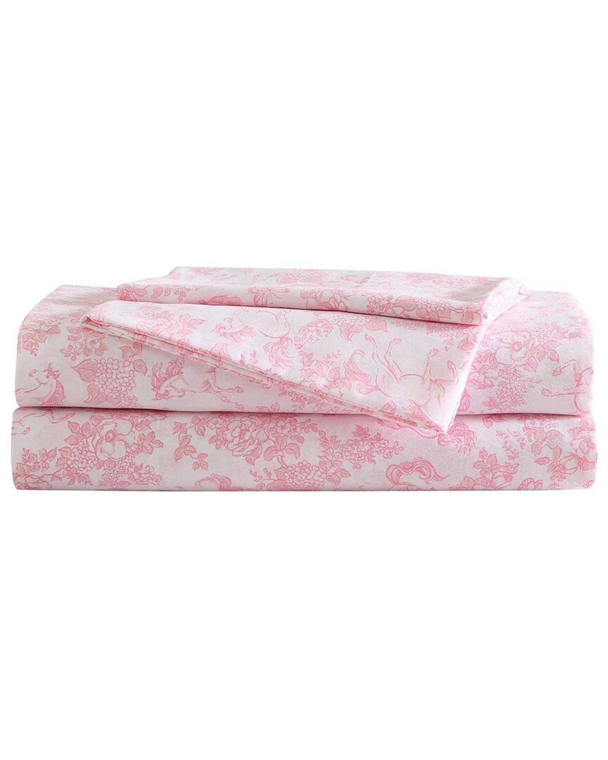 Laura Ashley Toile Unicorn Sheet Set In Pink