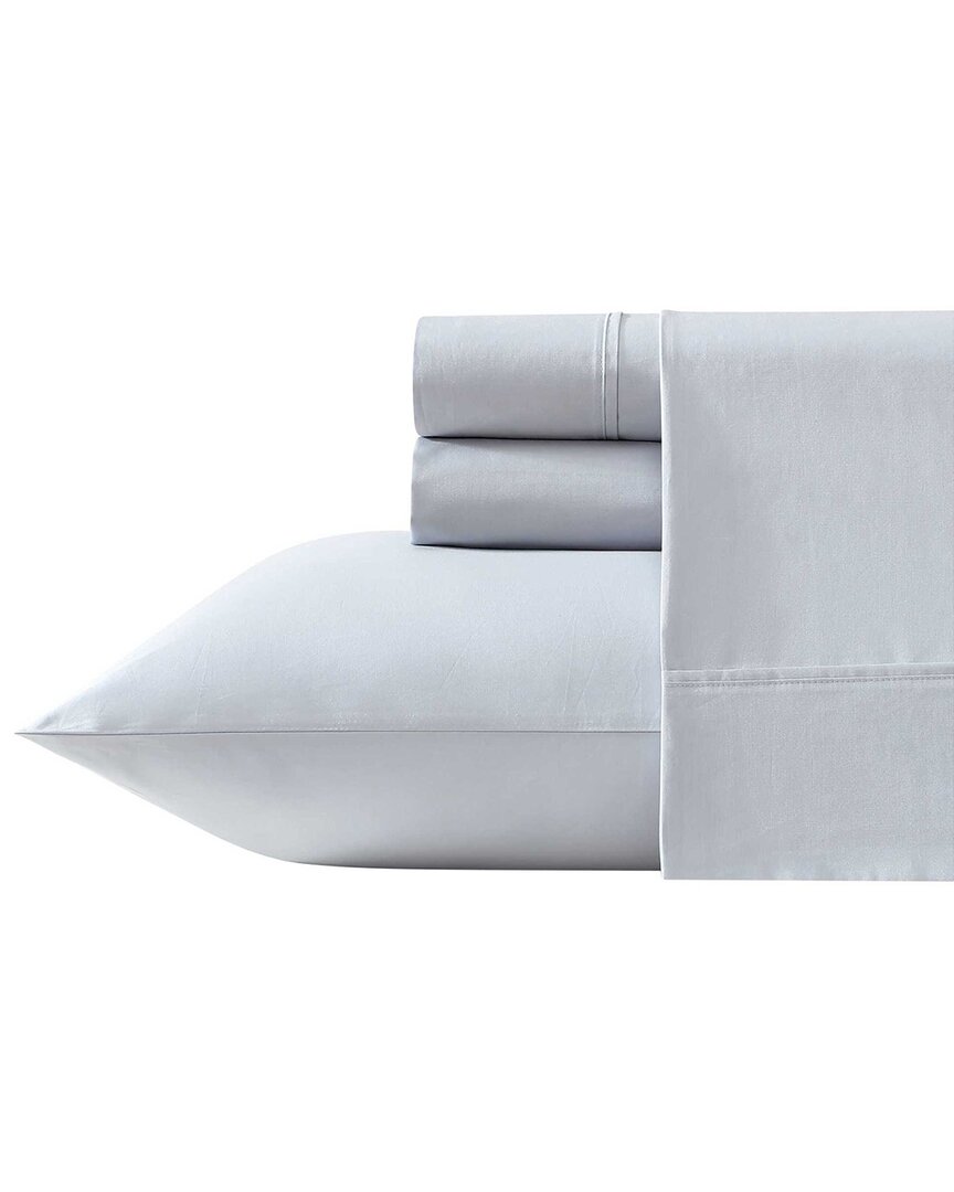 Vera Wang Vw Solid Egyptian Cotton Percale Sheet Set In Gray