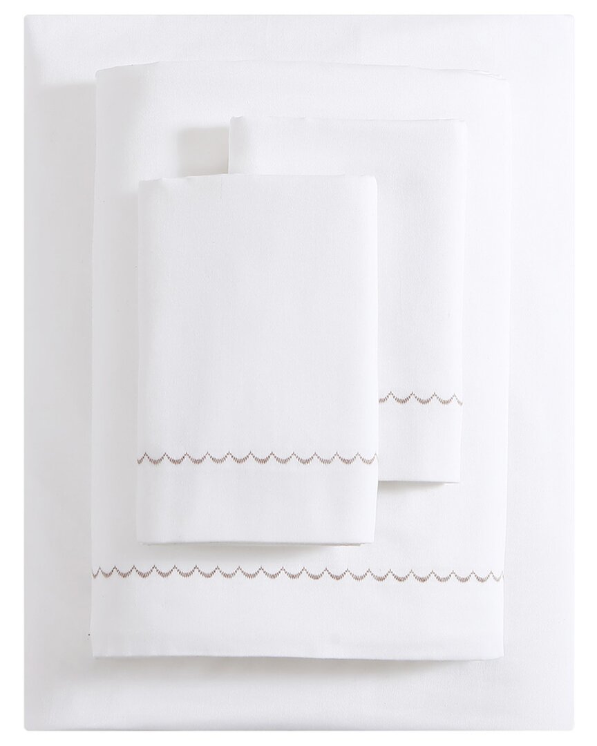 Vera Wang 4pc Simple Scallop Sateen Sheet Set In White