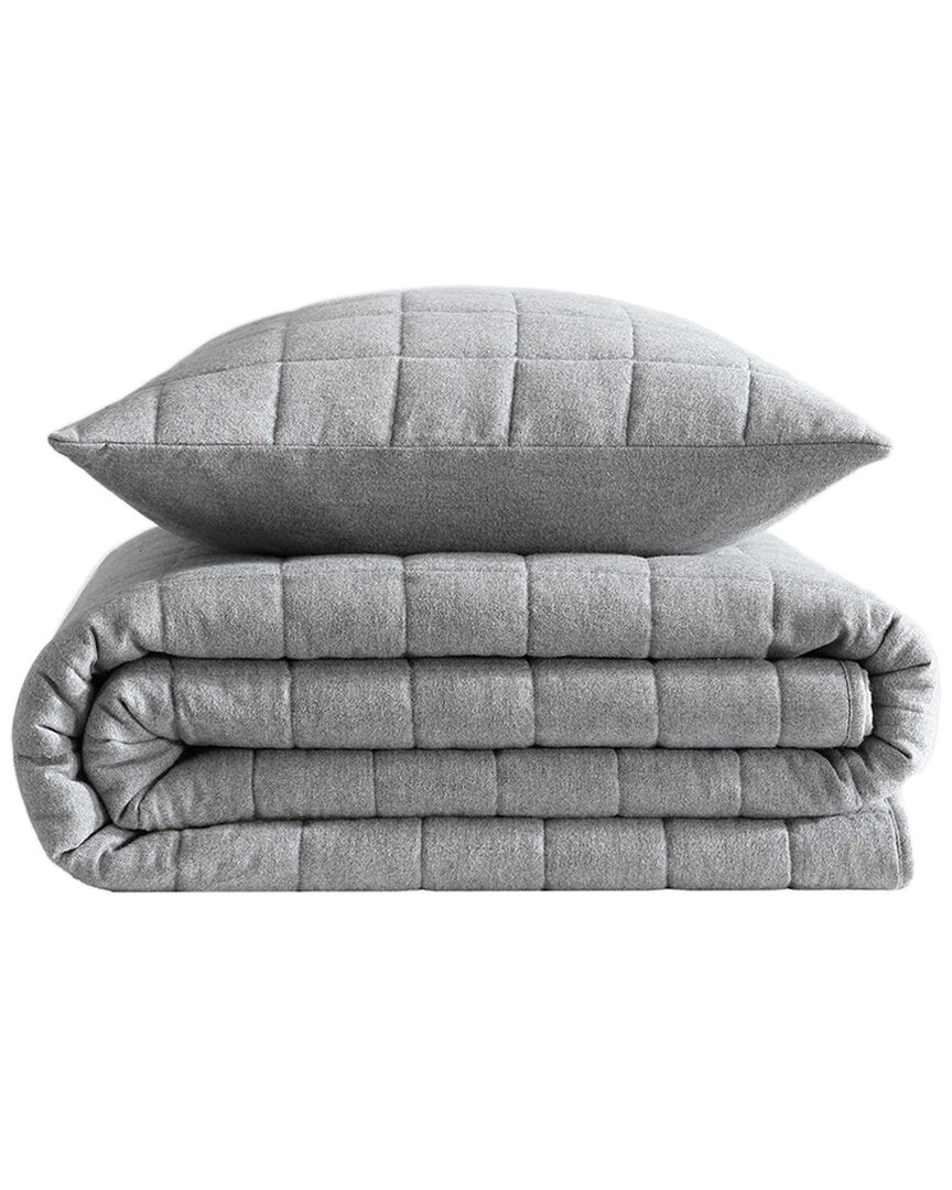 Calvin Klein Melange Flannel Cotton Sham In Gray