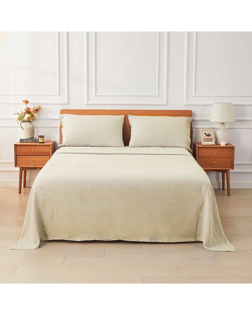 Melange Mélange Home European Linen Sheet Set In Brown